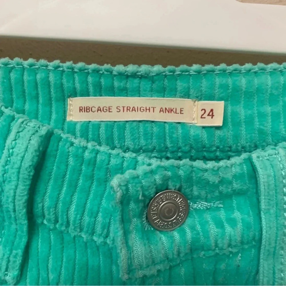 Levi’s Ribcage Straight Ankle Pants in Electric Green Corduroy Size 24 - Picture 12 of 16